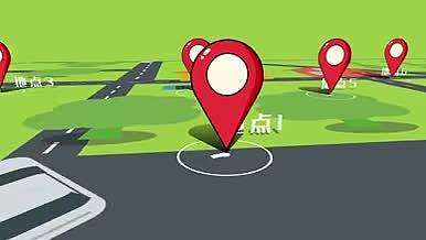 卡通二维简洁地图定位导航指示路线模板视频的预览图